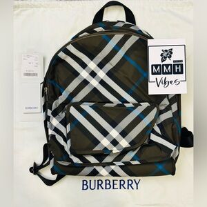 Burberry Shield Check Pattern Backpack #170968 - Blk/HunterGreen/Gray - NWT